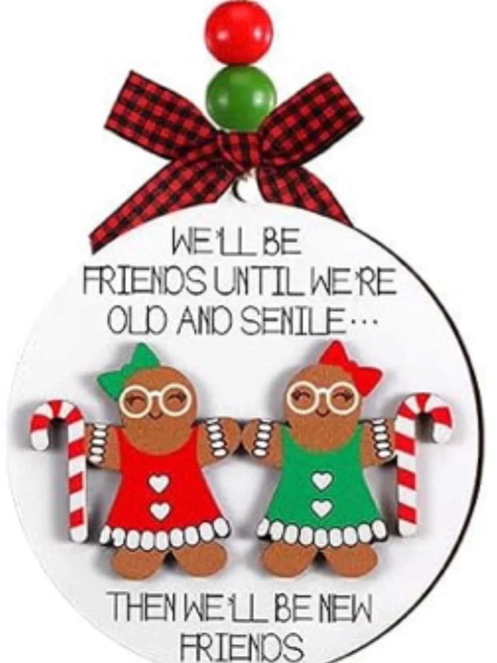 FunnyBest Friend Christmas Hanging Ornament 2026 Wooden -New - Choose 1